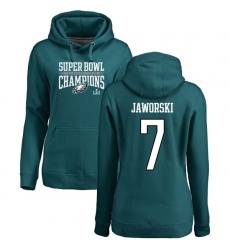 Women's Nike Philadelphia Eagles #7 Ron Jaworski Green Super Bowl LII Champions Pullover Hoodie