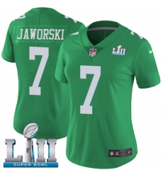 Women's Nike Philadelphia Eagles #7 Ron Jaworski Limited Green Rush Vapor Untouchable Super Bowl LII NFL Jersey