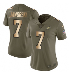 Women's Nike Philadelphia Eagles #7 Ron Jaworski Limited Olive/Gold 2017 Salute to Service NFL Jersey