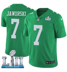 Youth Nike Philadelphia Eagles #7 Ron Jaworski Limited Green Rush Vapor Untouchable Super Bowl LII NFL Jersey