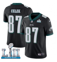 Men's Nike Philadelphia Eagles #87 Brent Celek Black Alternate Vapor Untouchable Limited Player Super Bowl LII NFL Jersey