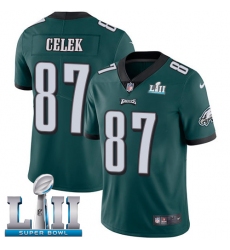 Youth Nike Philadelphia Eagles #87 Brent Celek Midnight Green Team Color Vapor Untouchable Limited Player Super Bowl LII NFL Jersey