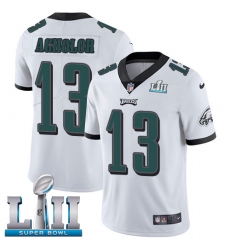 Men's Nike Philadelphia Eagles #13 Nelson Agholor White Vapor Untouchable Limited Player Super Bowl LII NFL Jersey
