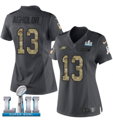 Women's Nike Philadelphia Eagles #13 Nelson Agholor Limited Black 2016 Salute to Service Super Bowl LII NFL Jersey