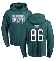 Nike Philadelphia Eagles #86 Zach Ertz Green Super Bowl LII Champions Pullover Hoodie