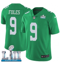 Men's Nike Philadelphia Eagles #9 Nick Foles Limited Green Rush Vapor Untouchable Super Bowl LII NFL Jersey