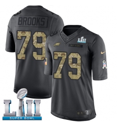 Youth Nike Philadelphia Eagles #79 Brandon Brooks Limited Black 2016 Salute to Service Super Bowl LII NFL Jersey