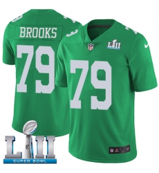 Youth Nike Philadelphia Eagles #79 Brandon Brooks Limited Green Rush Vapor Untouchable Super Bowl LII NFL Jersey