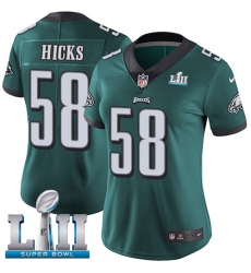 Women's Nike Philadelphia Eagles #58 Jordan Hicks Midnight Green Team Color Vapor Untouchable Limited Player Super Bowl LII NFL Jersey