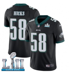Youth Nike Philadelphia Eagles #58 Jordan Hicks Black Alternate Vapor Untouchable Limited Player Super Bowl LII NFL Jersey