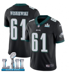 Men's Nike Philadelphia Eagles #61 Stefen Wisniewski Black Alternate Vapor Untouchable Limited Player Super Bowl LII NFL Jersey