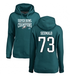Women's Nike Philadelphia Eagles #73 Isaac Seumalo Green Super Bowl LII Champions Pullover Hoodie