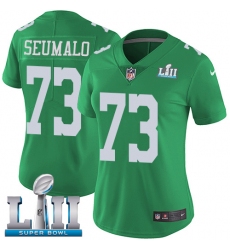 Women's Nike Philadelphia Eagles #73 Isaac Seumalo Limited Green Rush Vapor Untouchable Super Bowl LII NFL Jersey