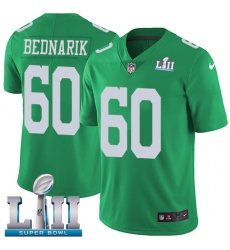 Youth Nike Philadelphia Eagles #60 Chuck Bednarik Limited Green Rush Vapor Untouchable Super Bowl LII NFL Jersey