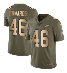 Men's Nike Philadelphia Eagles #46 Herman Edwards Limited Olive/Gold 2017 Salute to Service NFL Jersey