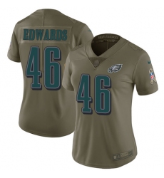 Women's Nike Philadelphia Eagles #46 Herman Edwards Limited Olive 2017 Salute to Service NFL Jersey