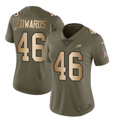 Women's Nike Philadelphia Eagles #46 Herman Edwards Limited Olive/Gold 2017 Salute to Service NFL Jersey