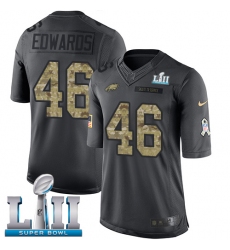 Youth Nike Philadelphia Eagles #46 Herman Edwards Limited Black 2016 Salute to Service Super Bowl LII NFL Jersey