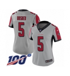 Women's Atlanta Falcons #5 Matt Bosher Limited Silver Inverted Legend 100th Season Football Jersey