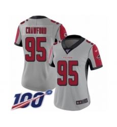 Women's Atlanta Falcons #95 Jack Crawford Limited Silver Inverted Legend 100th Season Football Jersey