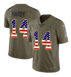 Men's Nike Atlanta Falcons #14 Justin Hardy Limited Olive/USA Flag 2017 Salute to Service NFL Jersey