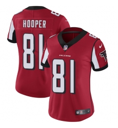 Women's Nike Atlanta Falcons #81 Austin Hooper Red Team Color Vapor Untouchable Limited Player NFL Jersey