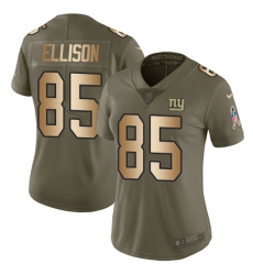 Women's Nike New York Giants #85 Rhett Ellison Limited Olive/Gold 2017 Salute to Service NFL Jersey