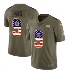 Youth Nike New York Giants #9 Brad Wing Limited Olive/USA Flag 2017 Salute to Service NFL Jersey