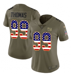 Women's Nike New York Giants #99 Robert Thomas Limited Olive/USA Flag 2017 Salute to Service NFL Jersey