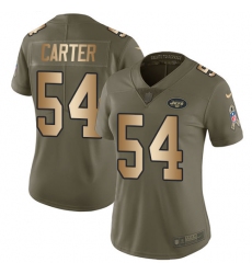 Women's Nike New York Jets #54 Bruce Carter Limited Olive/Gold 2017 Salute to Service NFL Jersey