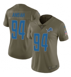 Women's Nike Detroit Lions #94 Ziggy Ansah Limited Olive 2017 Salute to Service NFL Jersey