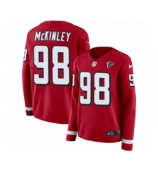 Women's Nike Atlanta Falcons #98 Takkarist McKinley Limited Red Therma Long Sleeve NFL Jersey