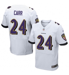 Men's Nike Baltimore Ravens #24 Brandon Carr Elite White NFL Jersey