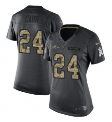 Women's Nike Baltimore Ravens #24 Brandon Carr Limited Black 2016 Salute to Service NFL Jersey