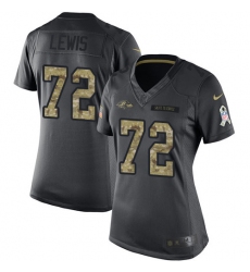Women's Nike Baltimore Ravens #72 Alex Lewis Limited Black 2016 Salute to Service NFL Jersey