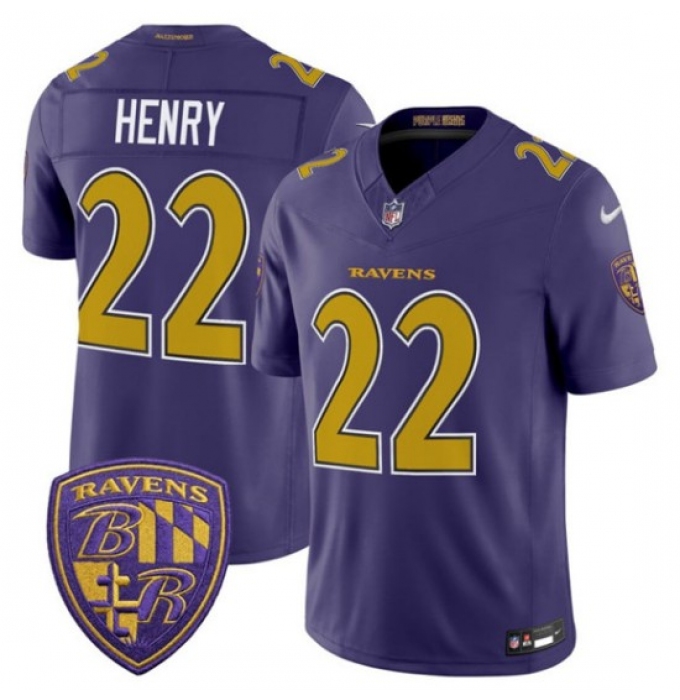 Men's Baltimore Ravens #22 Derrick Henry Purple 2026 F.U.S.E. Alternate Vapor Limited Football Stitched Jersey