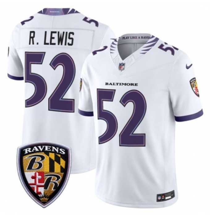Men's Baltimore Ravens #52 Ray Lewis White 2026 F.U.S.E. Vapor Limited Football Stitched Jersey