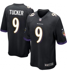 Men's Nike Baltimore Ravens #9 Justin Tucker Game Black Alternate NFL Jersey