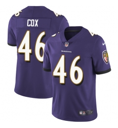 Youth Nike Baltimore Ravens #46 Morgan Cox Purple Team Color Vapor Untouchable Limited Player NFL Jersey