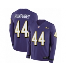 Youth Baltimore Ravens #44 Marlon Humphrey Limited Purple Therma Long Sleeve Football Jersey