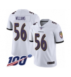 Men's Baltimore Ravens #56 Tim Williams White Vapor Untouchable Limited Player 100th Season Football Jersey