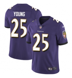 Youth Nike Baltimore Ravens #25 Tavon Young Purple Team Color Vapor Untouchable Limited Player NFL Jersey