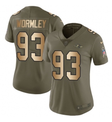 Women's Nike Baltimore Ravens #93 Chris Wormley Limited Olive/Gold Salute to Service NFL Jersey