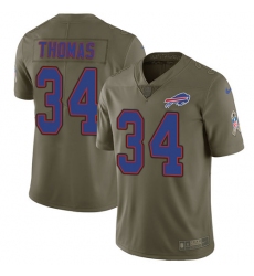 Men's Nike Buffalo Bills #34 Thurman Thomas Limited Olive 2017 Salute to Service NFL Jersey