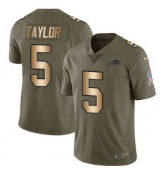 Youth Nike Buffalo Bills #5 Tyrod Taylor Limited Olive/Gold 2017 Salute to Service NFL Jersey