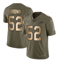Men's Nike Buffalo Bills #52 Preston Brown Limited Olive/Gold 2017 Salute to Service NFL Jersey