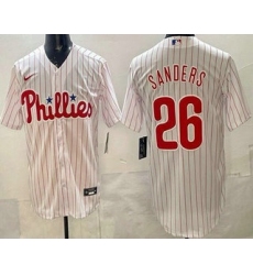 Men's Philadelphia Phillies #26 Miles Sanders White Cool Base Jersey