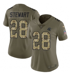 Women's Nike Carolina Panthers #28 Jonathan Stewart Limited Olive/Camo 2017 Salute to Service NFL Jersey