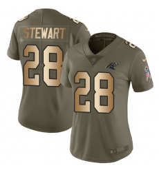 Women's Nike Carolina Panthers #28 Jonathan Stewart Limited Olive/Gold 2017 Salute to Service NFL Jersey