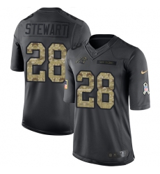 Youth Nike Carolina Panthers #28 Jonathan Stewart Limited Black 2016 Salute to Service NFL Jersey